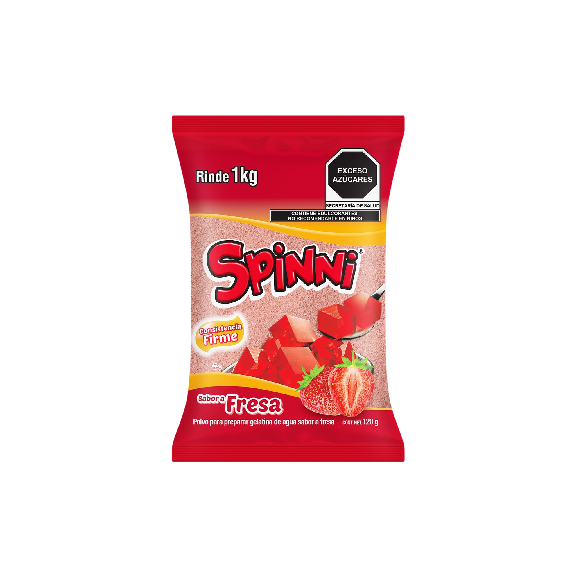 Polvo para preparar gelatina sabor fresa Spinni