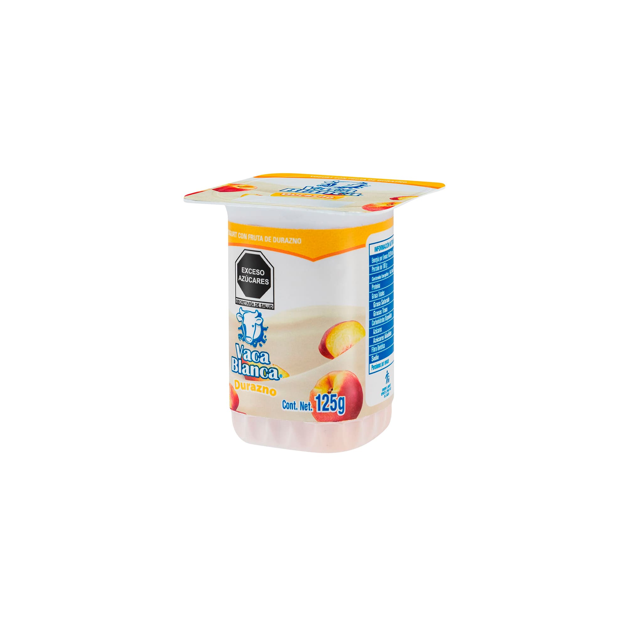 Yogurt con fruta de durazno (125g) Vaca Blanca - Image 3