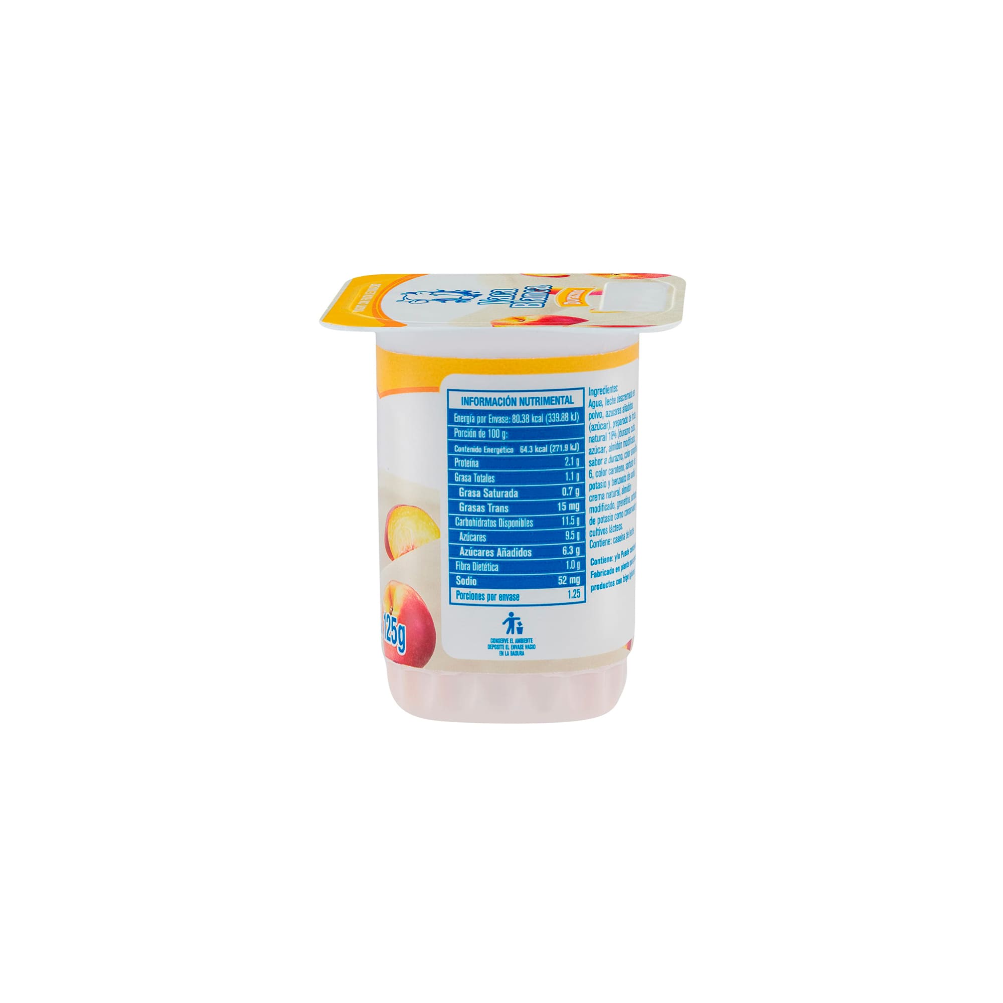 Yogurt con fruta de durazno (125g) Vaca Blanca - Image 4